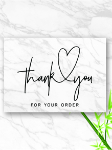 30pcs Slogan Graphic Marble Pattern Thank You Card - Black and White - View 1