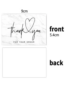 30pcs Slogan Graphic Marble Pattern Thank You Card - Black and White - View 3