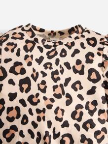 SHEIN Camiseta Y Leggings De Leopardo Con Ribetes De Volantes Para Niña Bebé - Multicolor - Ver 8
