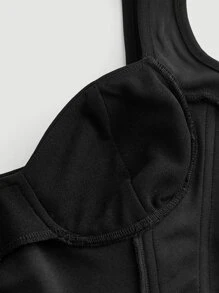 SHEIN MOD Top de tirantes pecho con fruncido bajo hanky - Negro - Ver 4