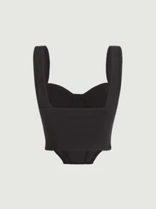 SHEIN MOD Top de tirantes pecho con fruncido bajo hanky - Negro - Ver 6