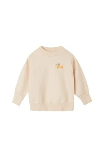 Toddler Girls 1pc Dog Embroidery Mock Neck Jumper - Beige - View 4