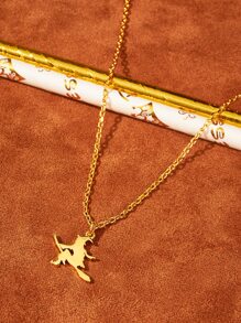 Halloween Witch Charm Necklace - Yellow Gold - View 1