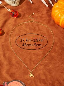 Halloween Witch Charm Necklace - Yellow Gold - View 3