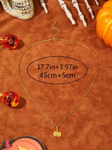 Halloween Pumpkin Charm Necklace - Yellow Gold - View 3