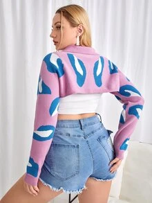 SHEIN Qutie Plus Graphic Pattern Shrug Cardigan - Multicolor - View 2