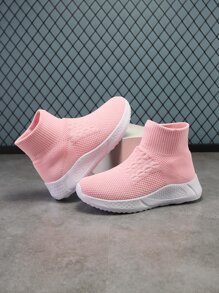 Girls High Top Slip-On Sock Sneakers - Pink - View 3