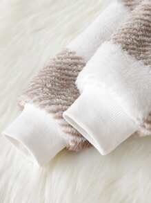 嬰兒格紋印花連帽法蘭絨夾克 - 彩色 - 查看 5