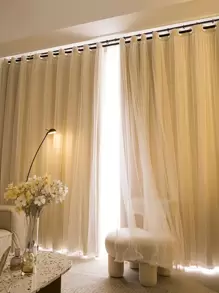 Cortina opaca panel única de doble capa unicolor - Caqui - Ver 1