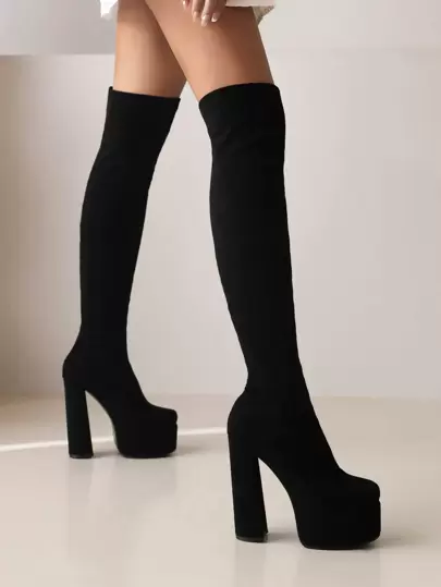 Fall/Winter Go With Cardigan,Elegant Sock Boots For Women, Platform Chunky Heeled Fashion Boots,Perfect With Cardigan/Sweaters,Sexy