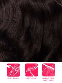 24inch Synthetic Wavy Hair Extension With Clips, 4 Clips/piece, Heat Resistant Fiber - Chocolate Brown - View 3