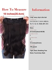 24inch Synthetic Wavy Hair Extension With Clips, 4 Clips/piece, Heat Resistant Fiber - Chocolate Brown - View 5