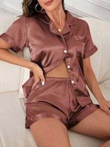 女士睡衣套装 - 鏽棕色 - 查看 1