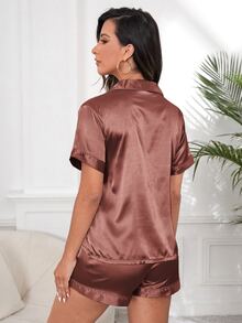 女士睡衣套装 - 鏽棕色 - 查看 2
