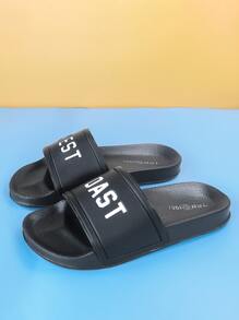 Herren Slide Sandalen mit Buchstaben Print Design - Schwarz - Übersicht 4