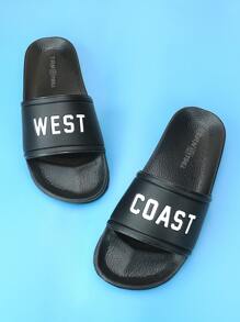 Herren Slide Sandalen mit Buchstaben Print Design - Schwarz - Übersicht 5