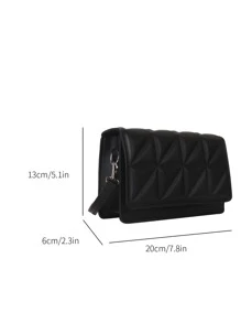 輕盈的商務休閒迷你純色拼接方扣肩袋,格子設計單肩斜挎包,簡單的錢包,配有可調節的肩帶,適合少女女大學生,菜鳥和白領工人,非常適合辦公室,學院,工作,商務,通勤,戶外旅行,郊遊 - 黑色 - 查看 6