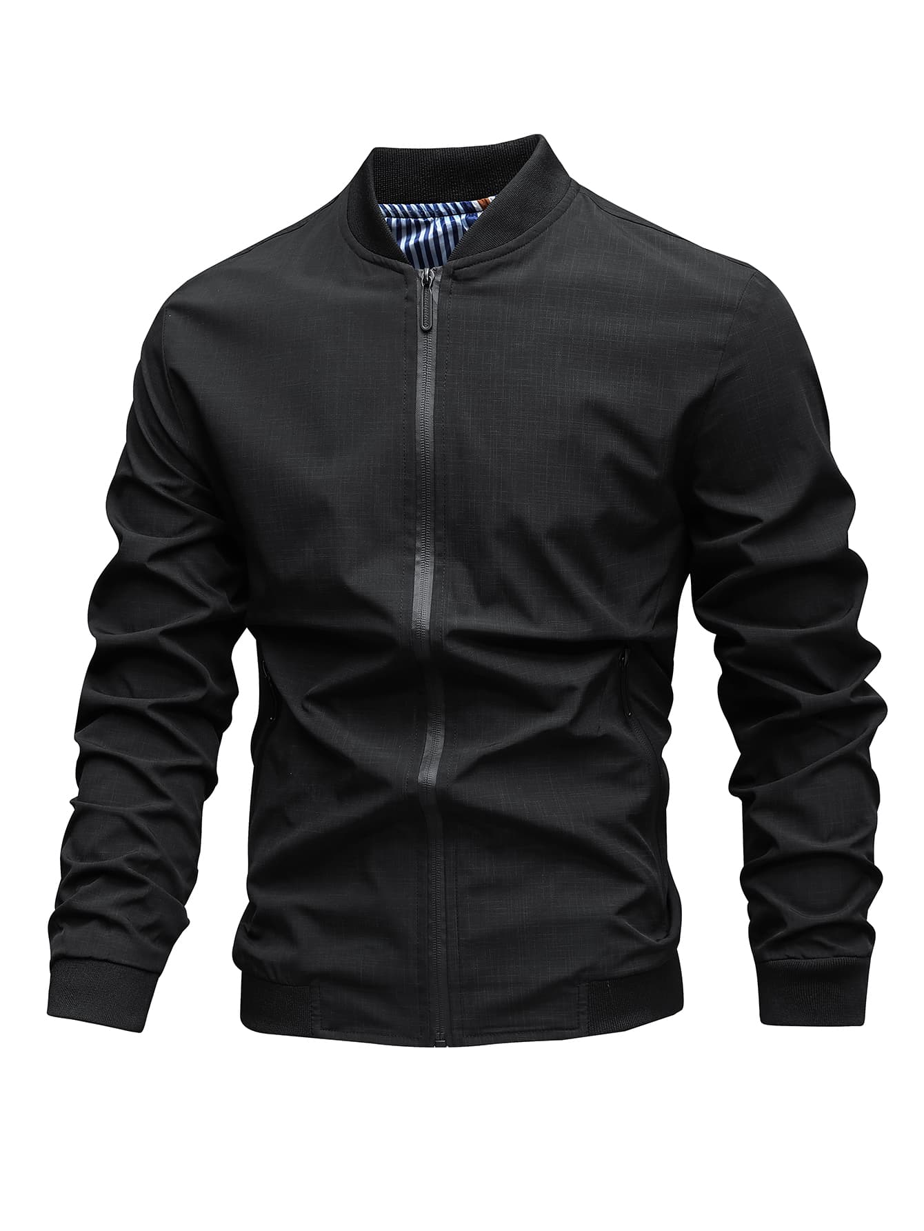 Manfinity Homme Loose Fit Men's Zippered Pocket Bomber Jacket - Black - View 1