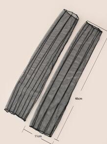 Black Mesh Long Gloves - Black - View 3