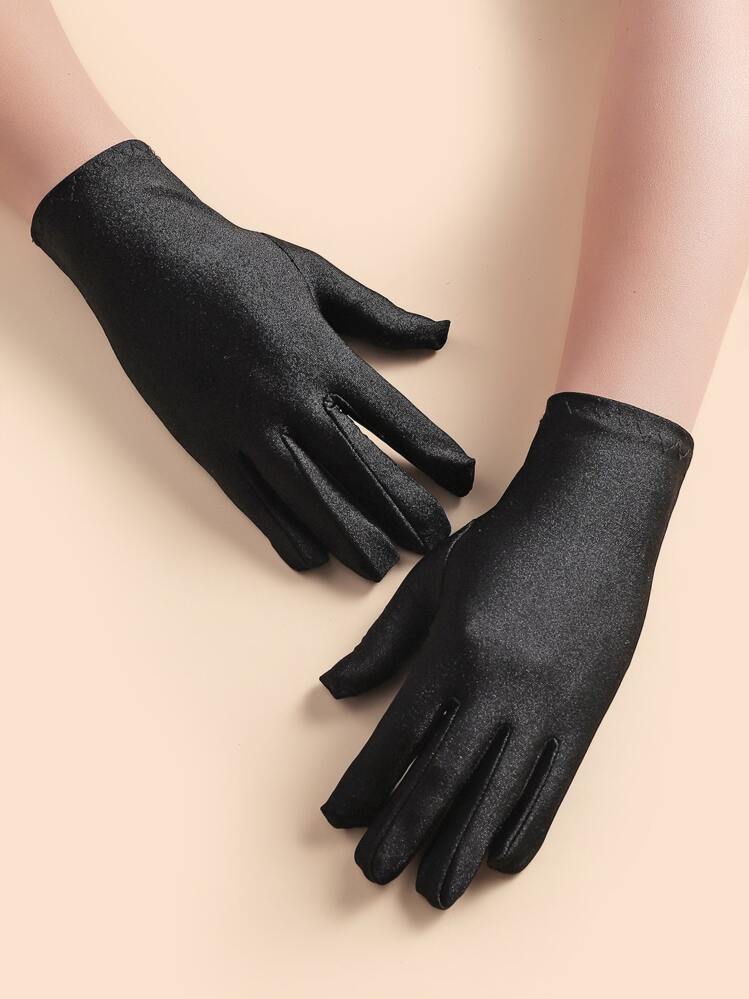 Simple Black Gloves - Black - View 1