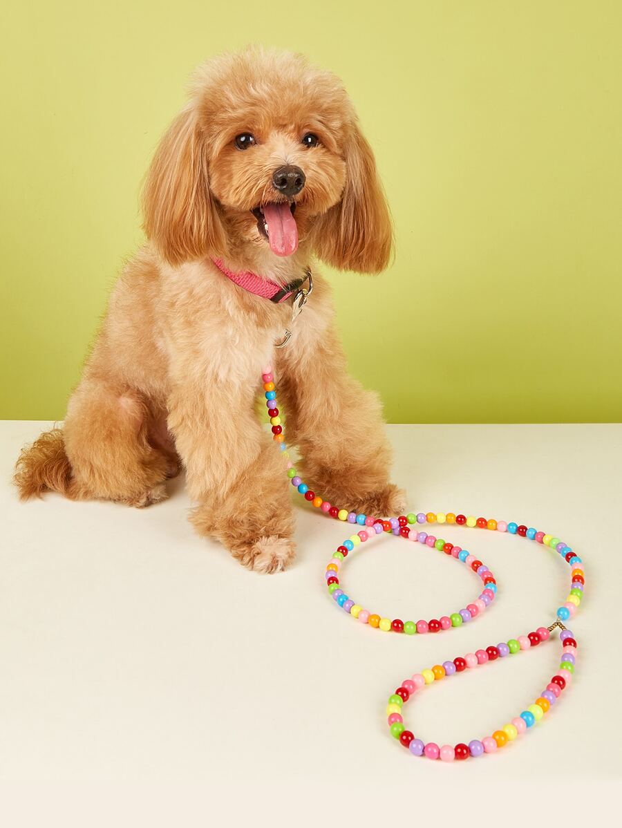 1pc Bead Decor Pet Leash For Cat And Dog For Outdoor - Multicolor - View 1