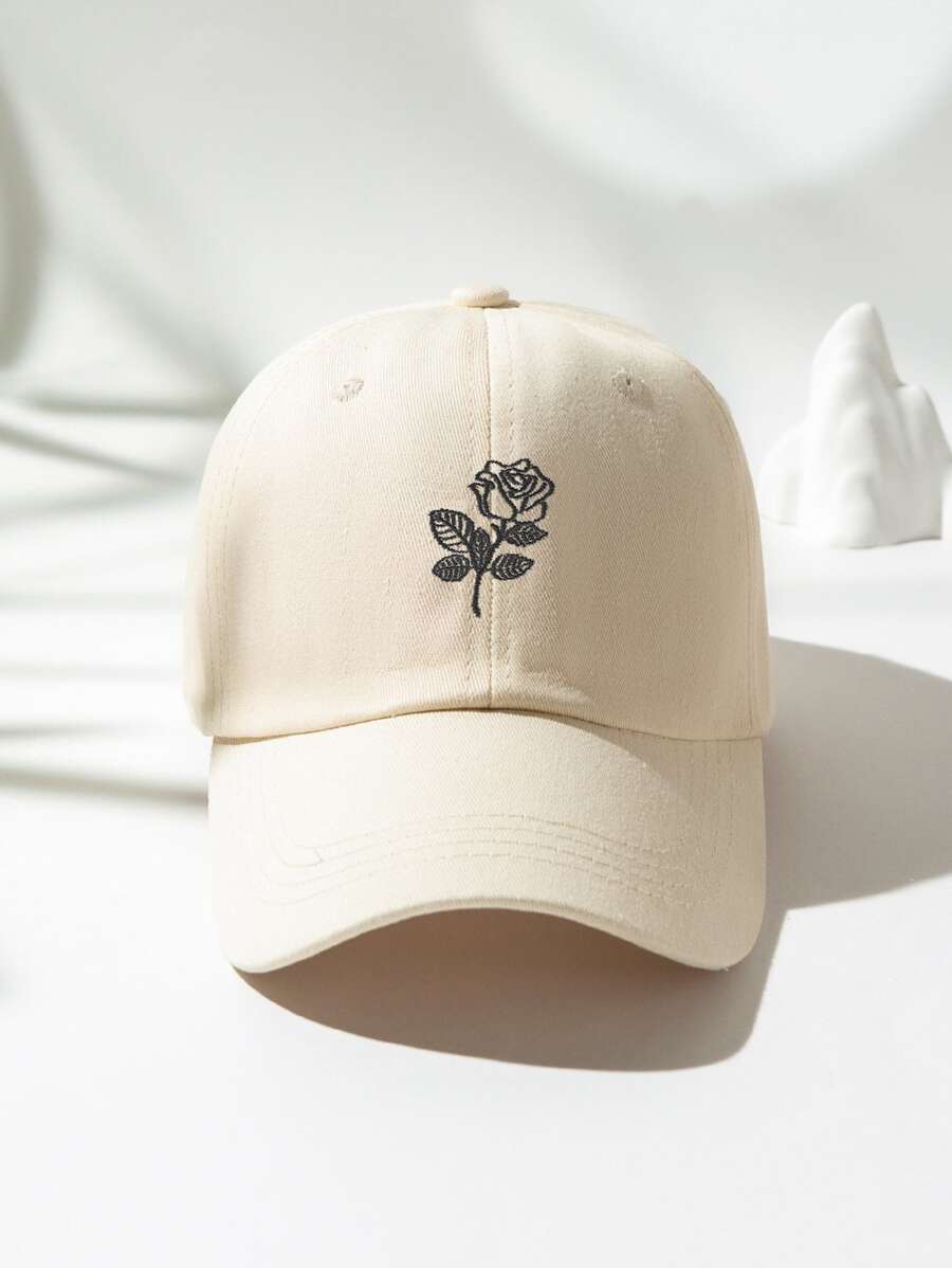 Gorra de béisbol con bordado floral - Beis - Ver 1