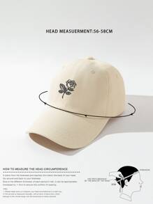 Gorra de béisbol con bordado floral - Beis - Ver 4