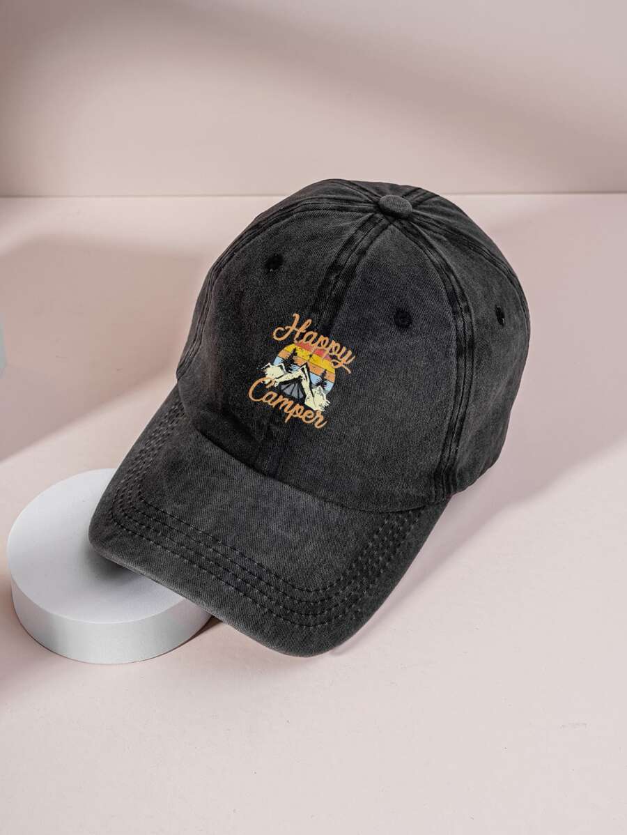 字母和山印花棒球帽 - 黑色 - 查看 1