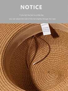 1pc Y2k Style Women's Beach Vacation Straw Hat With Shiny Buckle, Wide Brim And Breathable Design Boho - Khaki - View 3