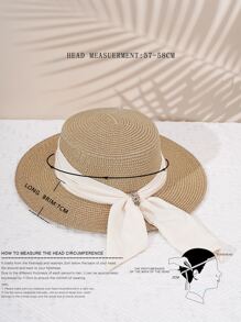 1pc Y2k Style Women's Beach Vacation Straw Hat With Shiny Buckle, Wide Brim And Breathable Design Boho - Khaki - View 6