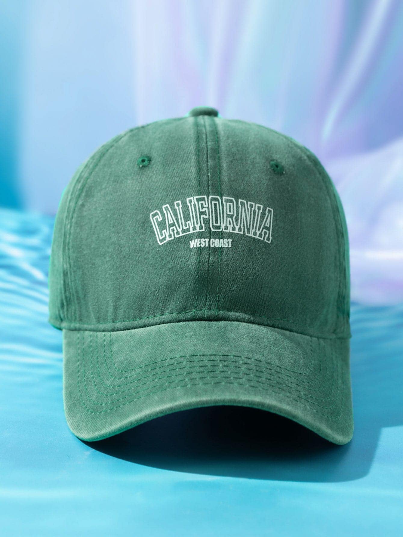 Street 1pc California Washed Baseball Cap Candy Colored Couple Hat For Outdoor Activities - Dark Green - View 1