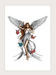 1片時尚性感女性暫時性紋身貼紙,帶有翅膀,蝴蝶,花朵圖案,適用於手臂,胸部,腹部,背部 - 彩色 - 查看 1