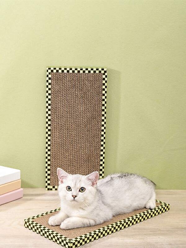 1pc Plaid Print Cat Scratcher, Durable Cat Scratching Post , Cat