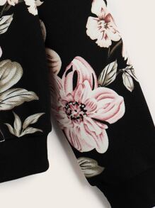 SHEIN LUNE 秋冬花卉印花落肩卫衣、长袖上衣 - 彩色 - 查看 4