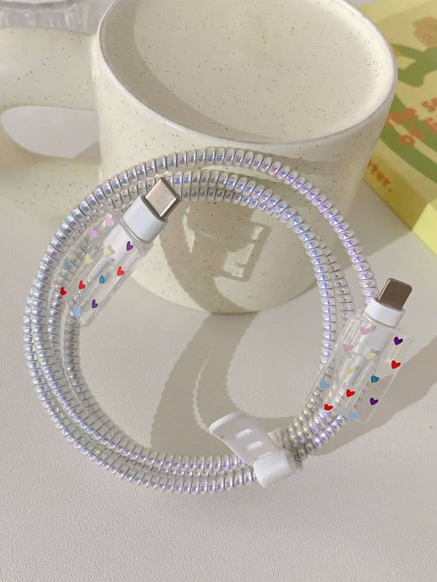 4入組1.4米愛心圖案數據綫圍裹保護裝置套裝