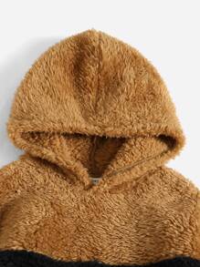 SHEIN 小男童雙色法蘭絨連帽衫和褲子