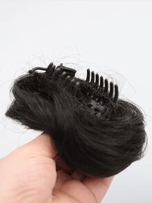 自然直合成纖維髮髻帶爪 - 黑色 - 查看 4