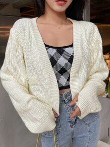 DAZY Button Detail Thumb Hole Duster Cardigan - Beige - View 2