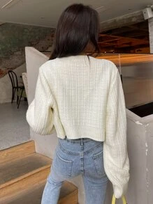 DAZY Button Detail Thumb Hole Duster Cardigan - Beige - View 3