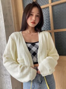 DAZY Button Detail Thumb Hole Duster Cardigan - Beige - View 4