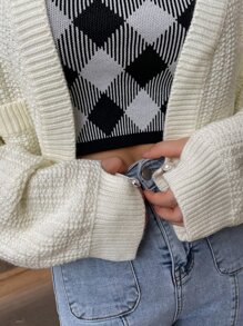 DAZY Button Detail Thumb Hole Duster Cardigan - Beige - View 6