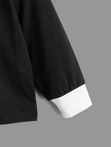 SHEIN 小男童字母圖案拼接領POLO衫