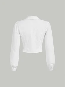 SHEIN MOD 西裝領泡泡袖襯衫