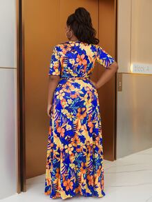 Astrid Váy thắt lưng họa tiết nhiệt đới cỡ lớn - Nhiều màu - Xem 2