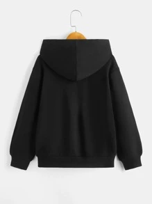 SHEIN Áo nỉ tay rớt vai in hình khẩu hiệu và tay cầm chơi game dành cho bé trai tuổi teen - màu đen - Xem 2