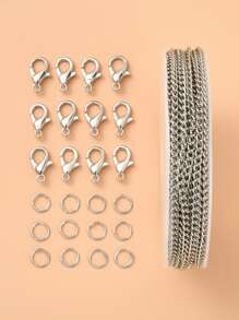 1 bộ DIY Chains Bracelet Bracelet Making Kit Bao gồm Iron Curb Chains & Jump Rings Khóa hợp kim Khóa tôm hùm bạch kim & Chuỗi Phụ kiện trang sức DIY - Bạc - Xem 1