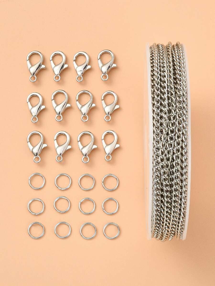 1 bộ DIY Chains Bracelet Bracelet Making Kit Bao gồm Iron Curb Chains & Jump Rings Khóa hợp kim Khóa tôm hùm bạch kim & Chuỗi Phụ kiện trang sức DIY - Bạc - Xem 1