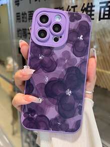 Flower Print Phone Case - Purple - View 1