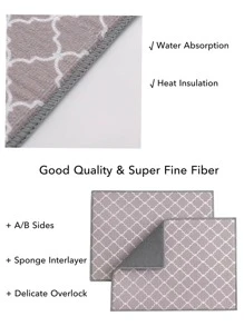 1pc Geometric Pattern Dish Drying Mat, Modern Dish Drain Pad For Kitchen - Multicolor - View 3