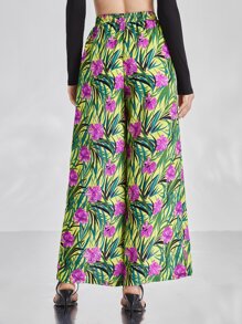 SWINGING 60'S Floral Print Wide Leg Trousers - Multicolor - View 2